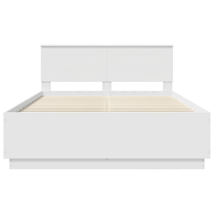 Cadru de pat cu headboard Alb 140 x 190 cm Lemn compozit WALTI