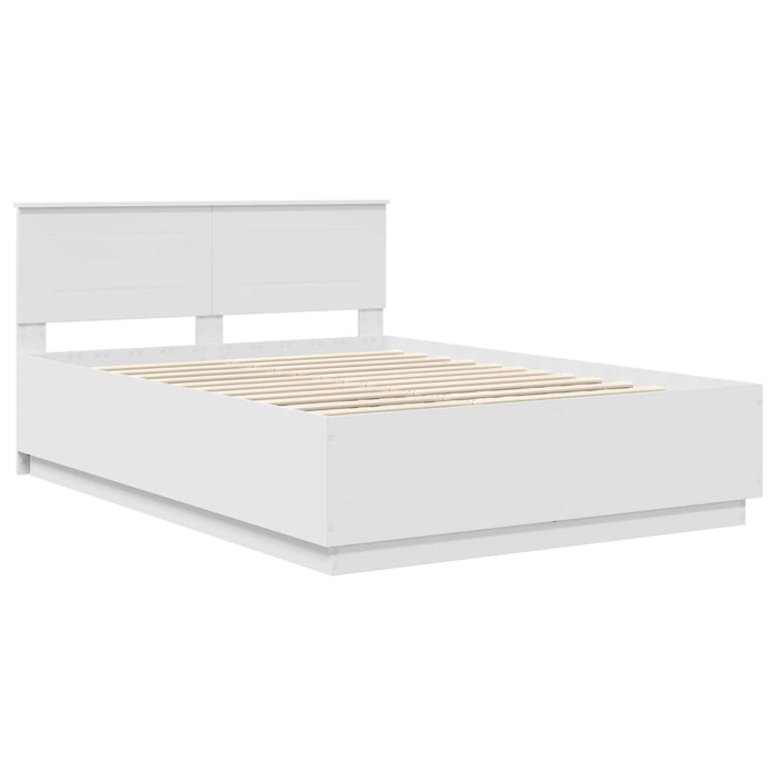 Cadru de pat cu benzi LED Alb 140 x 200 cm Lemn compozit WALTI