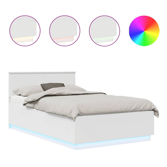 Cadru de pat cu headboard Alb 135 x 190 cm Lemn compozit - WALTI WALTI