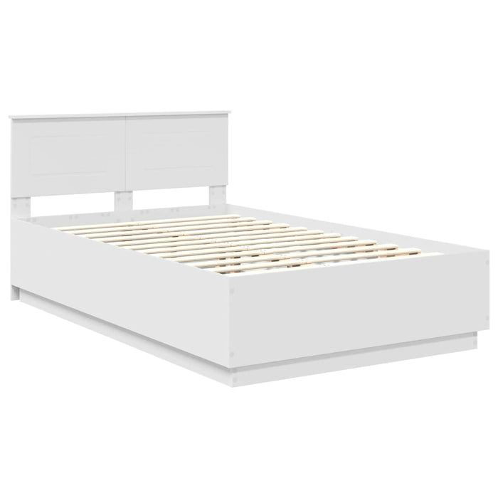 Cadru de pat cu headboard Alb 135 x 190 cm Lemn compozit - WALTI WALTI