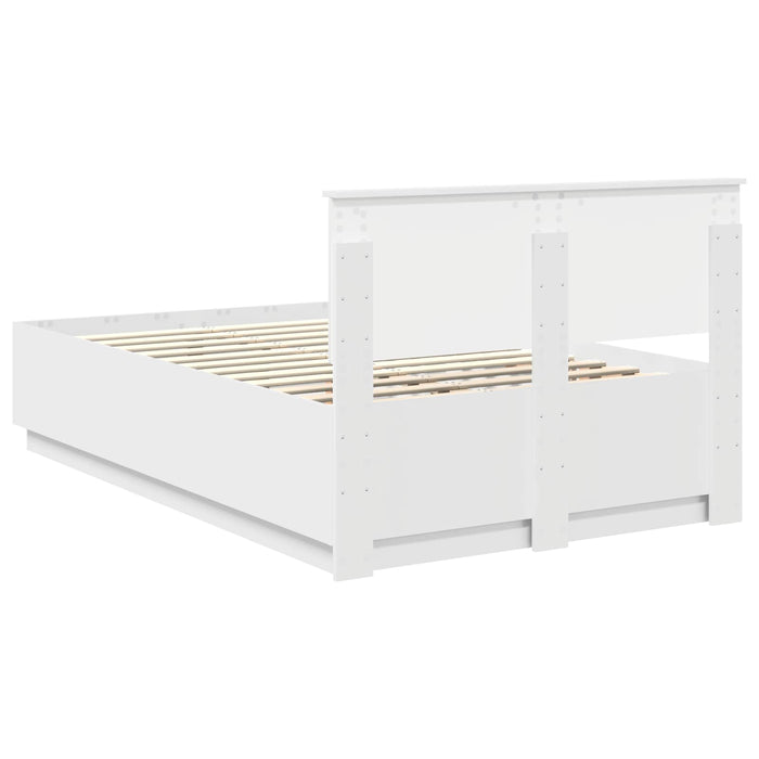 Cadru de pat cu headboard Alb 135 x 190 cm Lemn compozit - WALTI WALTI