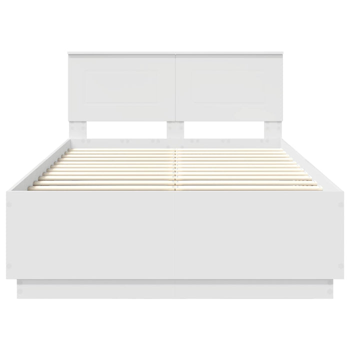 Cadru de pat cu headboard Alb 135 x 190 cm Lemn compozit - WALTI WALTI