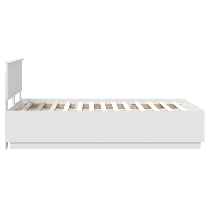 Cadru de pat cu headboard Alb 135 x 190 cm Lemn compozit - WALTI WALTI