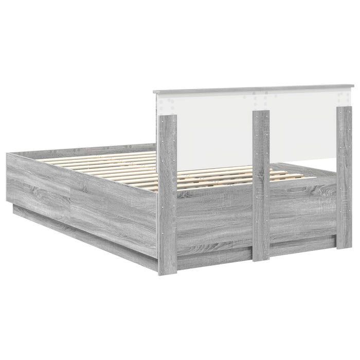 Cadru de pat cu headboard Gri Sonoma 135 x 190 cm Lemn compozit - WALTI WALTI