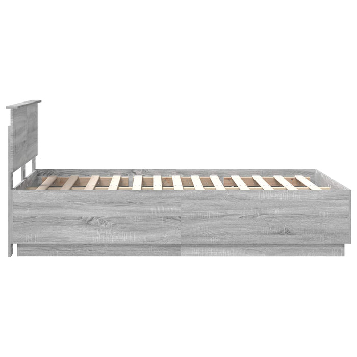 Cadru de pat cu headboard Gri Sonoma 135 x 190 cm Lemn compozit - WALTI WALTI