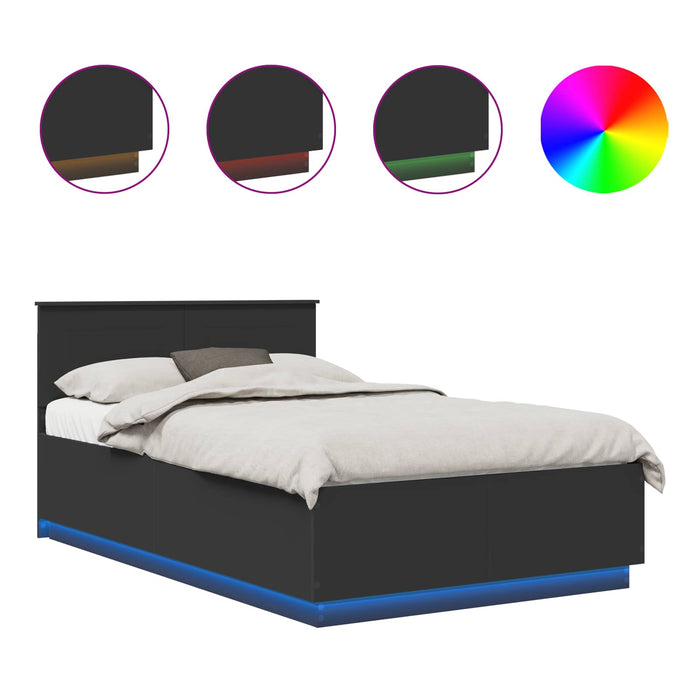Cadru de pat cu headboard Negru 120 x 190 cm Lemn compozit - WALTI WALTI