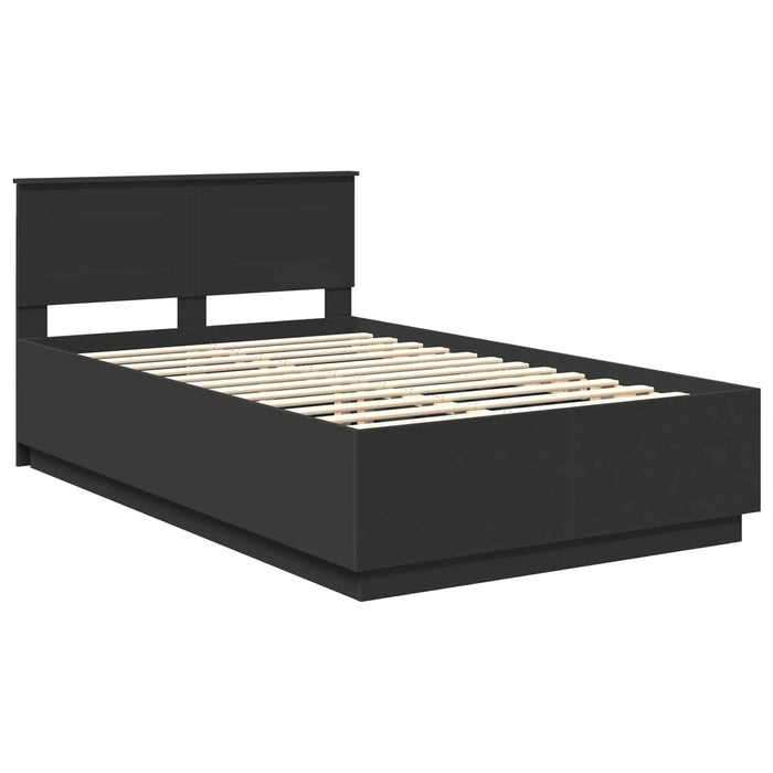 Cadru de pat cu headboard Negru 120 x 190 cm Lemn compozit - WALTI WALTI