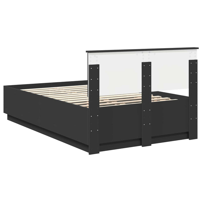 Cadru de pat cu headboard Negru 120 x 190 cm Lemn compozit - WALTI WALTI