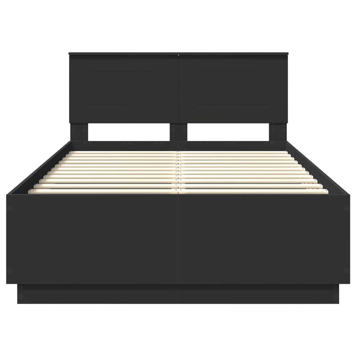 Cadru de pat cu headboard Negru 120 x 190 cm Lemn compozit - WALTI WALTI