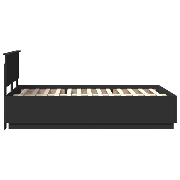 Cadru de pat cu headboard Negru 120 x 190 cm Lemn compozit - WALTI WALTI