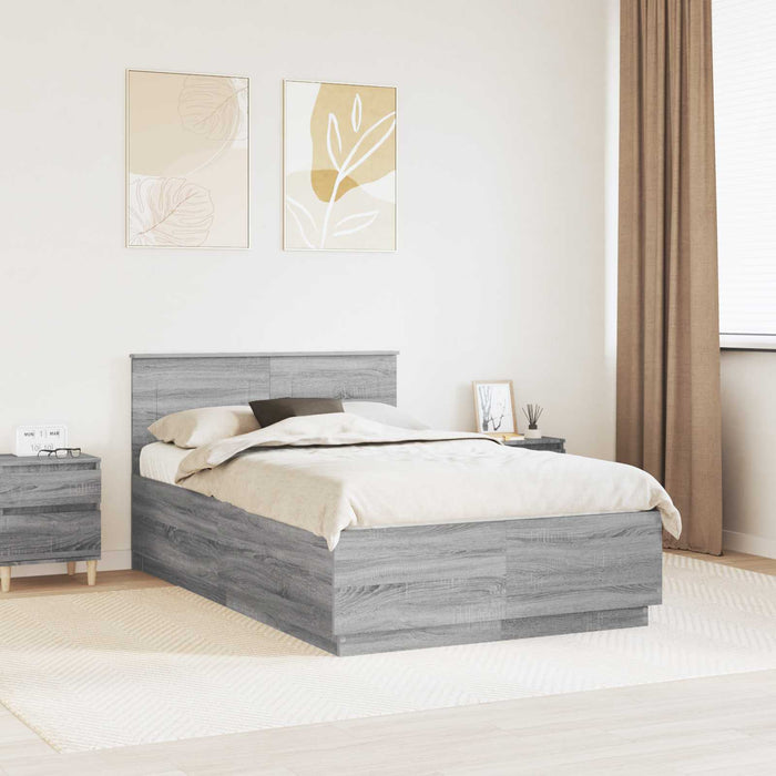 Cadru de pat cu headboard Gri Sonoma 120 x 190 cm Lemn compozit - WALTI WALTI