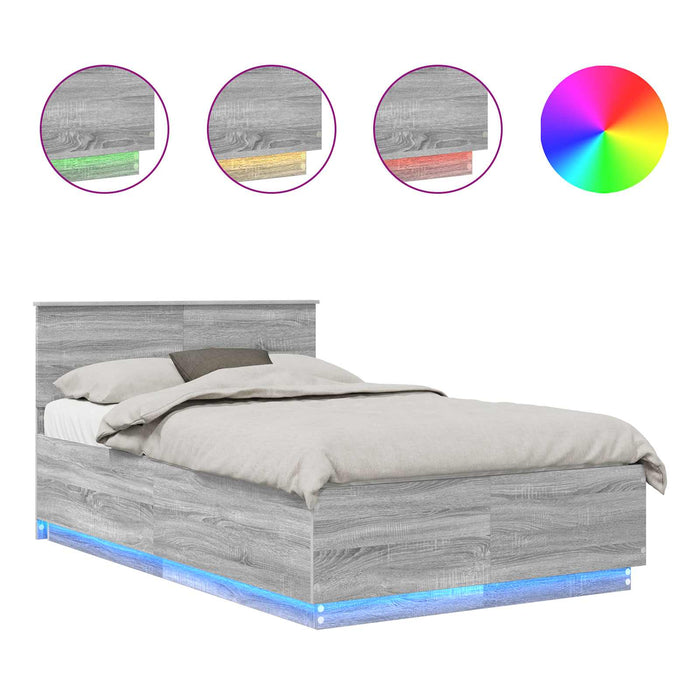 Cadru de pat cu headboard Gri Sonoma 120 x 190 cm Lemn compozit - WALTI WALTI