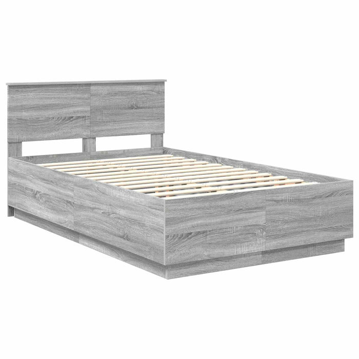 Cadru de pat cu headboard Gri Sonoma 120 x 190 cm Lemn compozit - WALTI WALTI