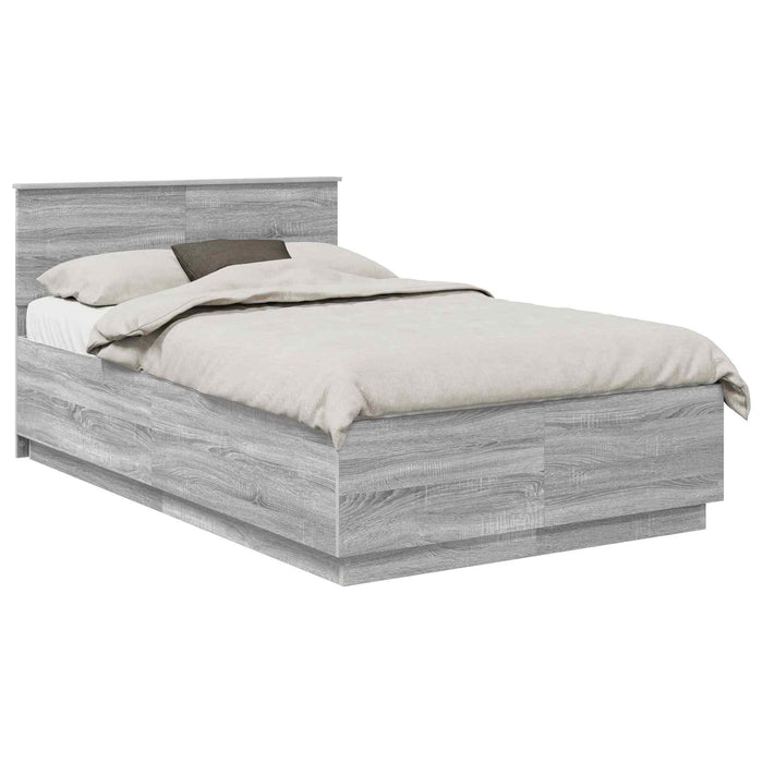 Cadru de pat cu headboard Gri Sonoma 120 x 190 cm Lemn compozit - WALTI WALTI