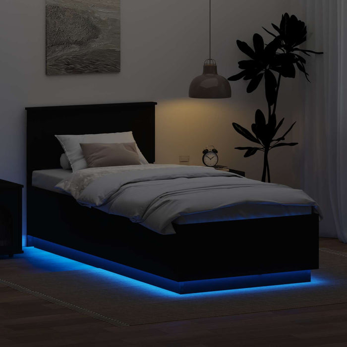 Cadru de pat cu headboard Negru 100 x 200 cm Lemn compozit - WALTI WALTI