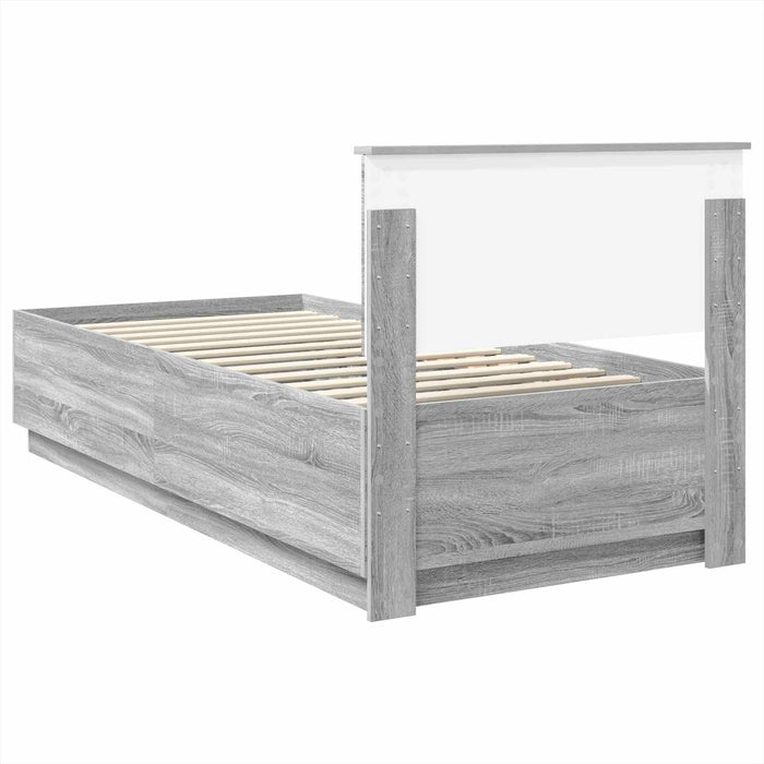 Cadru de pat cu headboard Gri Sonoma 100 x 200 cm Lemn compozit - WALTI WALTI