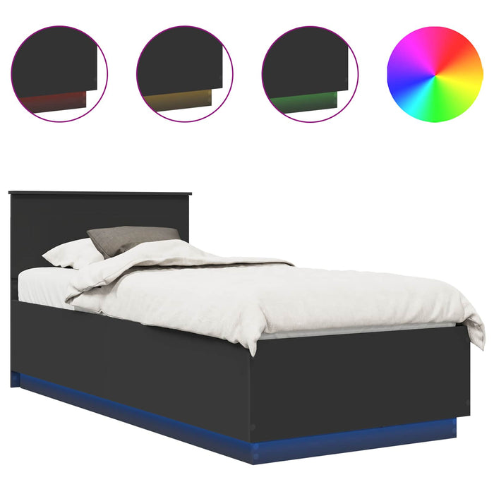 Cadru de pat cu headboard Negru 90 x 190 cm Lemn compozit WALTI