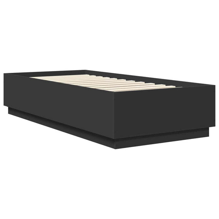 Cadru de pat cu headboard Negru 90 x 190 cm Lemn compozit WALTI