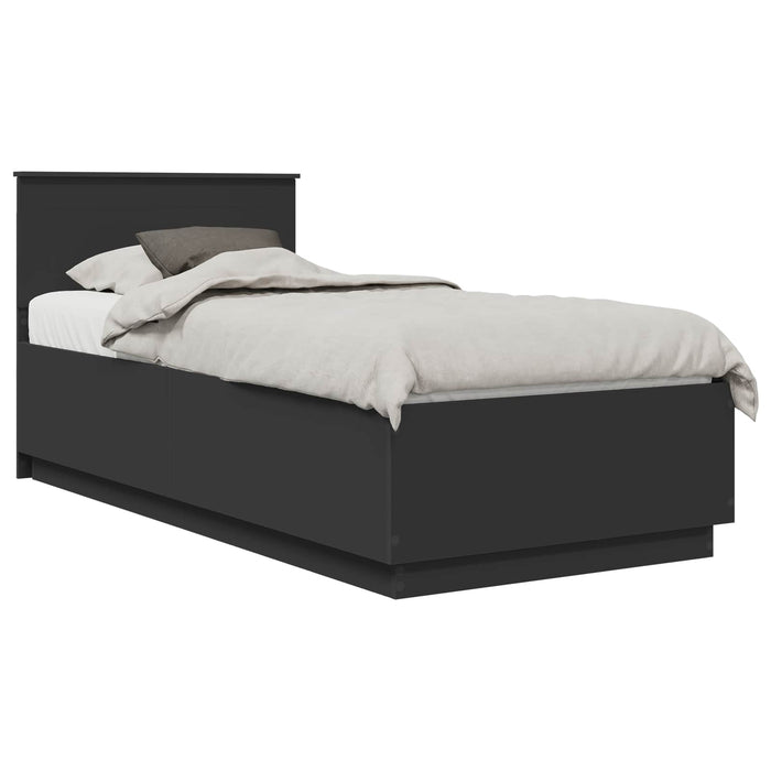 Cadru de pat cu headboard Negru 90 x 190 cm Lemn compozit WALTI
