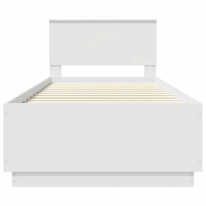 Cadru de pat cu headboard Alb 70 x 190 cm Lemn compozit - WALTI WALTI