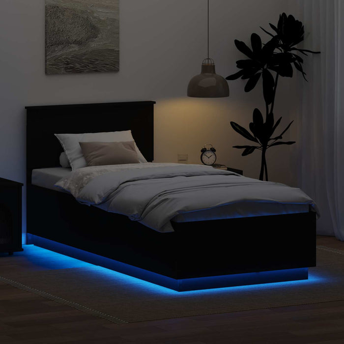 Cadru de pat cu headboard Negru 70 x 190 cm Lemn compozit - WALTI WALTI