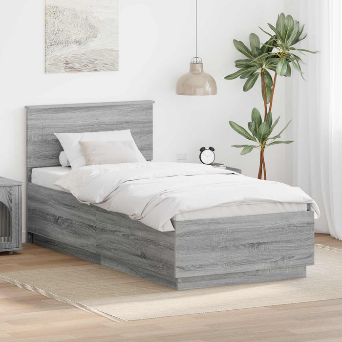 Cadru de pat cu headboard Gri Sonoma 70 x 190 cm Lemn compozit - WALTI WALTI