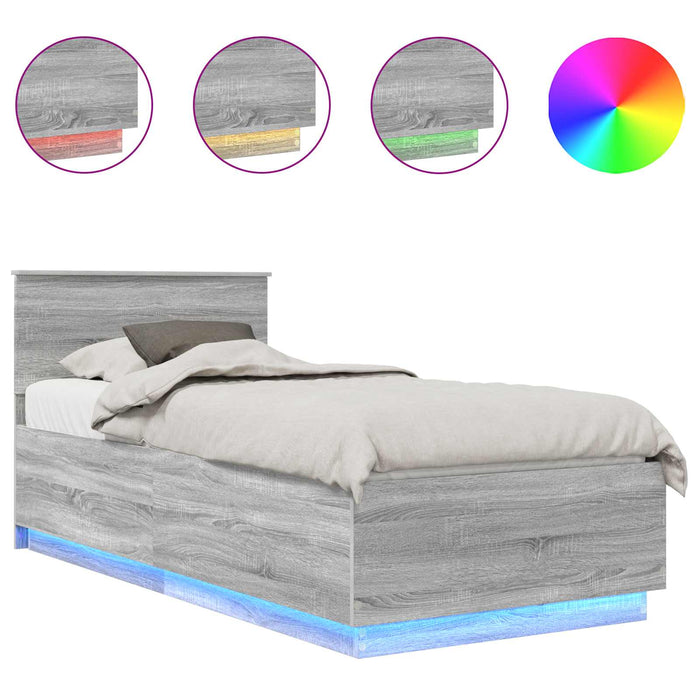 Cadru de pat cu headboard Gri Sonoma 70 x 190 cm Lemn compozit - WALTI WALTI