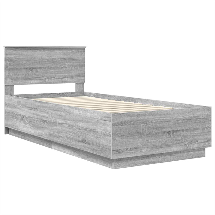 Cadru de pat cu headboard Gri Sonoma 70 x 190 cm Lemn compozit - WALTI WALTI