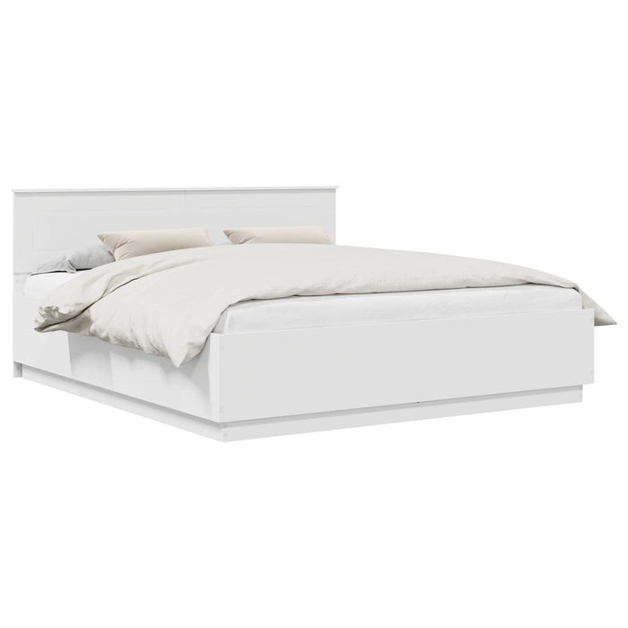 Cadru de pat cu headboard Alb 200 x 200 cm Lemn prelucrat WALTI