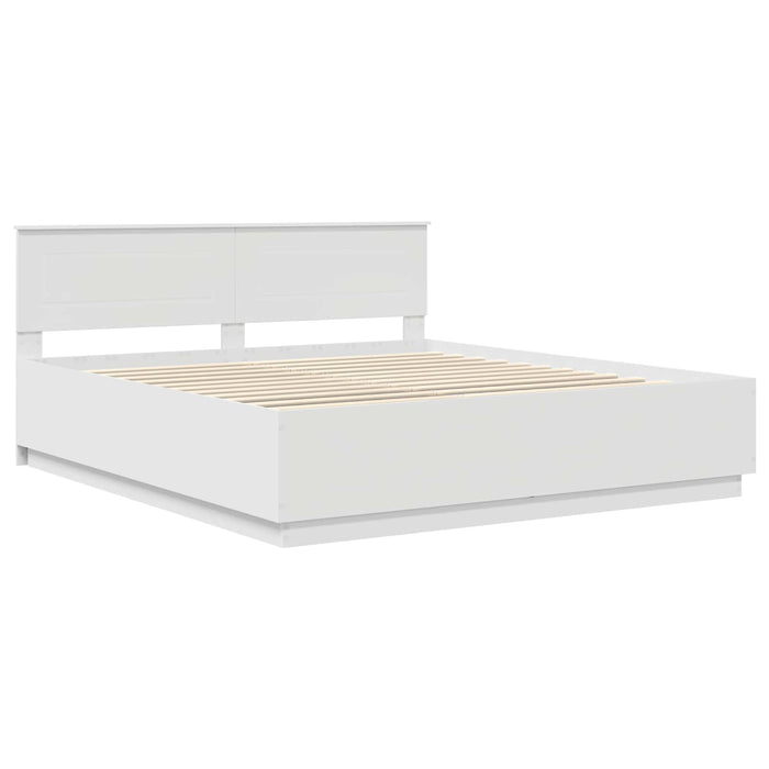 Cadru de pat cu headboard Alb 200 x 200 cm Lemn prelucrat WALTI