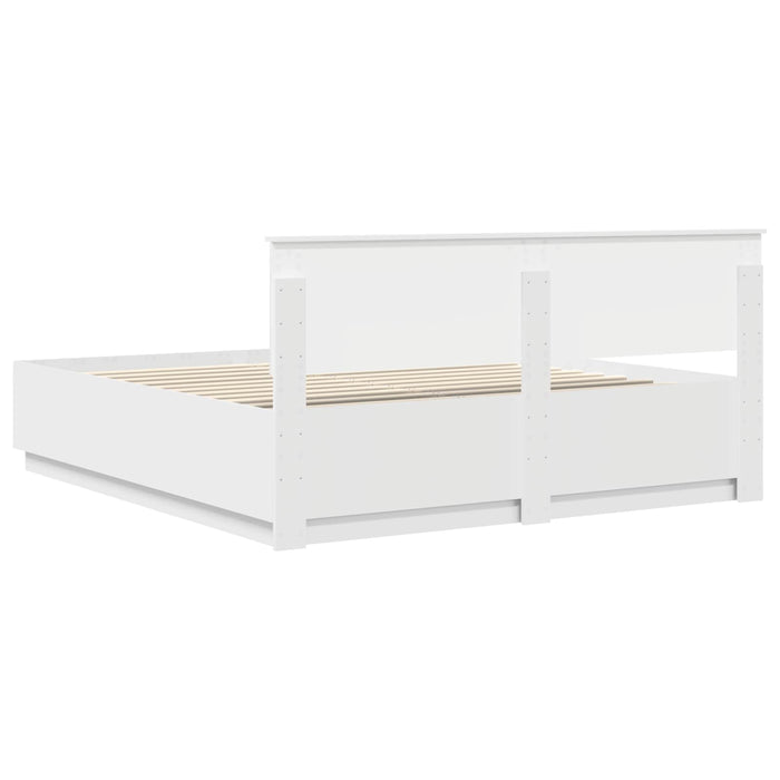 Cadru de pat cu headboard Alb 200 x 200 cm Lemn prelucrat WALTI