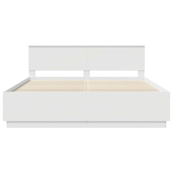 Cadru de pat cu headboard Alb 200 x 200 cm Lemn prelucrat WALTI