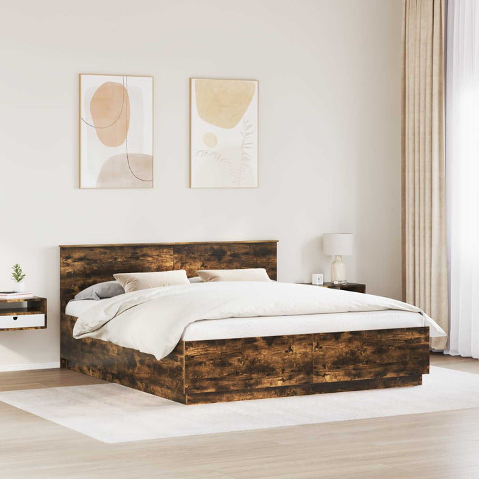 Cadru de pat Stejar fumuriu 200 x 200 cm Lemn prelucrat WALTI