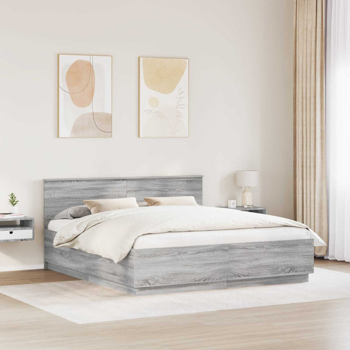 Cadru de pat Sonoma gri 180 x 200 cm Lemn prelucrat - WALTI WALTI