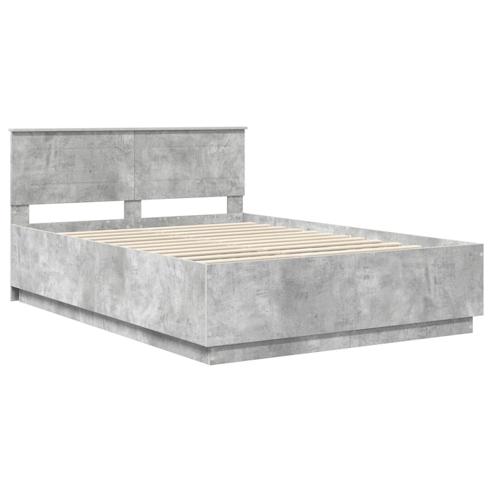 Cadru de pat cu headboard Gri Beton 160 x 200 cm Lemn prelucrat - WALTI WALTI