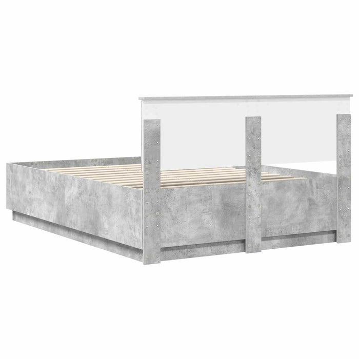 Cadru de pat cu headboard Gri Beton 160 x 200 cm Lemn prelucrat - WALTI WALTI
