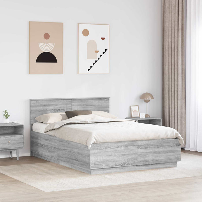 Cadru de pat Sonoma gri 160 x 200 cm Lemn prelucrat - WALTI WALTI