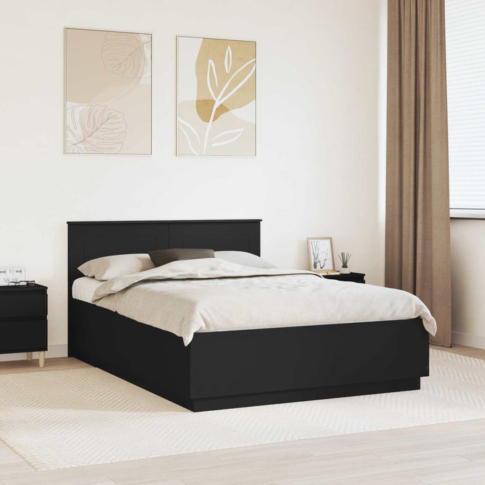 Cadru de pat cu headboard Negru 150 x 200 cm Lemn prelucrat - WALTI WALTI