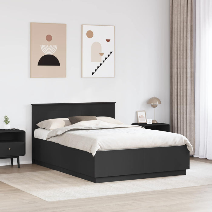 Cadru de pat cu headboard Negru 150 x 200 cm Lemn prelucrat - WALTI WALTI