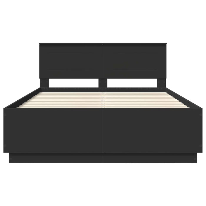 Cadru de pat cu headboard Negru 150 x 200 cm Lemn prelucrat - WALTI WALTI