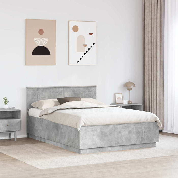 Cadru de pat cu headboard Gri Beton 150 x 200 cm Lemn prelucrat - WALTI WALTI