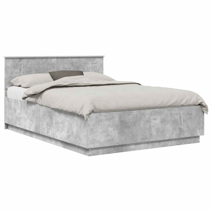 Cadru de pat cu headboard Gri Beton 150 x 200 cm Lemn prelucrat - WALTI WALTI