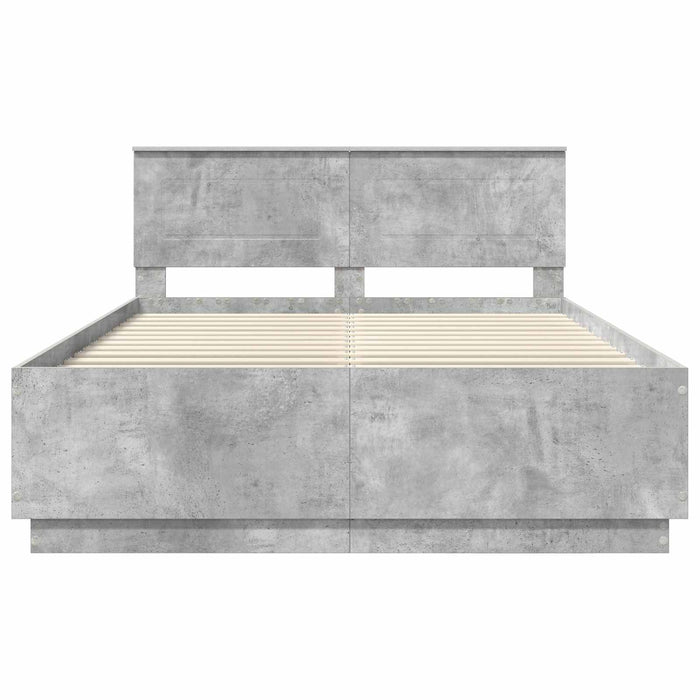 Cadru de pat cu headboard Gri Beton 150 x 200 cm Lemn prelucrat - WALTI WALTI