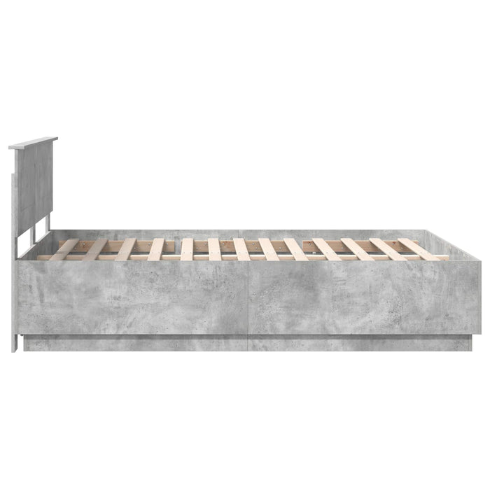 Cadru de pat cu headboard Gri Beton 150 x 200 cm Lemn prelucrat - WALTI WALTI