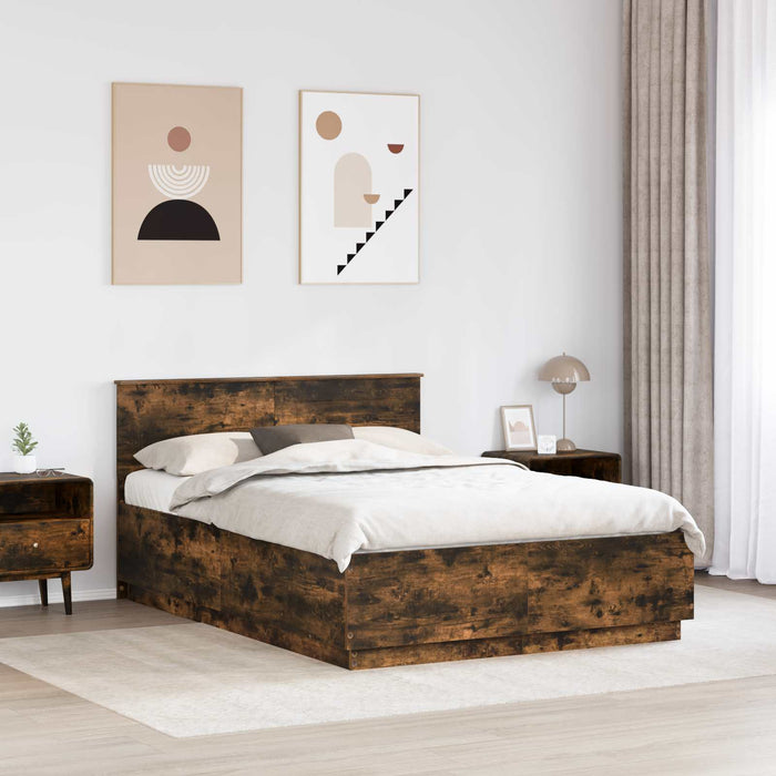 Cadru de pat Stejar fumuriu 150 x 200 cm Lemn prelucrat - WALTI WALTI