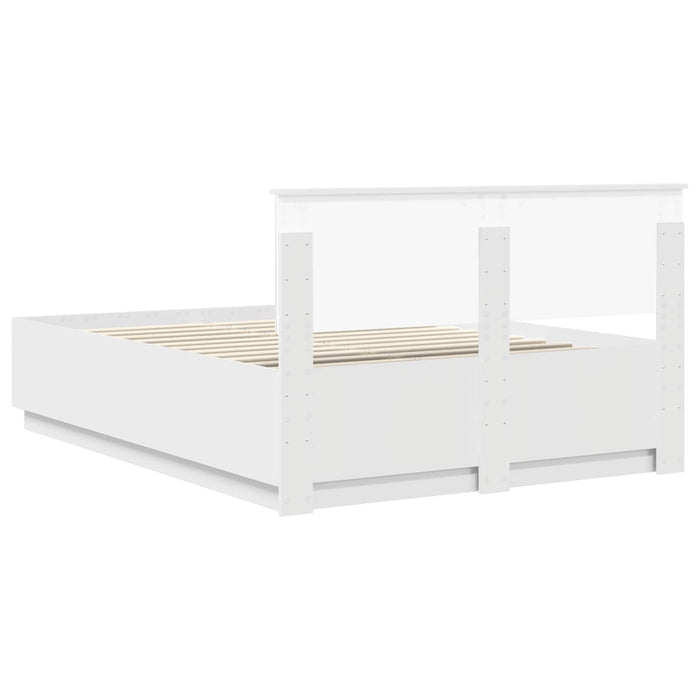 Cadru de pat cu headboard Alb 140 x 190 cm Lemn prelucrat WALTI