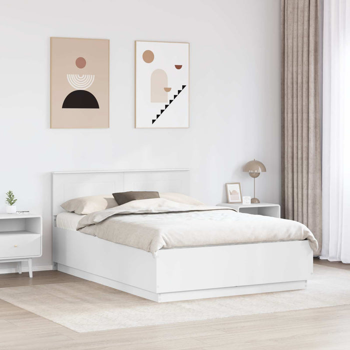 Cadru de pat cu headboard Alb 140 x 200 cm Lemn prelucrat WALTI