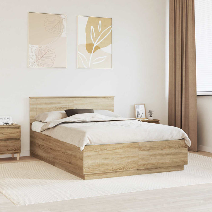 Cadru de pat Stejar Sonoma 140 x 200 cm Lemn prelucrat - WALTI WALTI