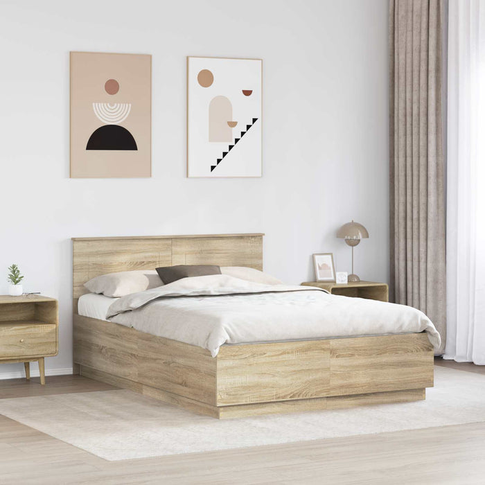Cadru de pat Stejar Sonoma 140 x 200 cm Lemn prelucrat - WALTI WALTI