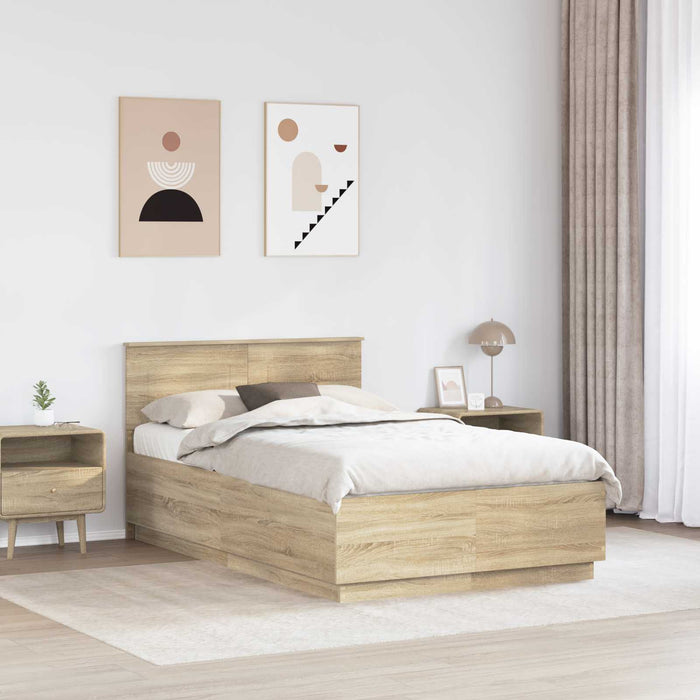Cadru de pat Stejar Sonoma 135 x 190 cm Lemn prelucrat - WALTI WALTI